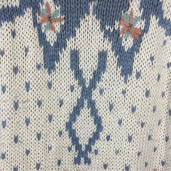Vintage 80s Knit Sweater Grandma Cottagecore Medium hand knit Floral colterbay - Picture 10 of 12